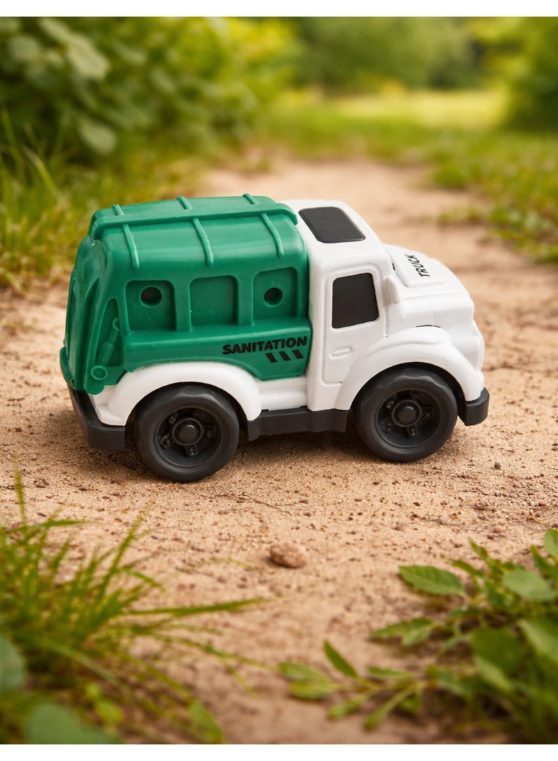 Kids Construction Truck Toy Set – Cartoon Engineering Vehicles Playset (Cement Mixer, Dump Truck, Fire Truck, Garbage Truck) – Sand Play & Outdoor Toy for Toddlers 18+ Months - Image 5